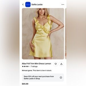 Yellow ruffle mini dress size medium NWT